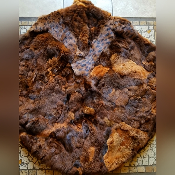 Winner's Circle vintage multi-color patchwork Fur coat Cape - Picture 7 of 16